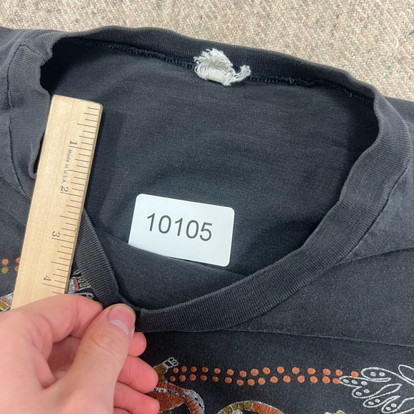 Vintage Aboriginal Rock Painting Shirt Mens Medium Black 1980s Australia - Picture 13 of 13